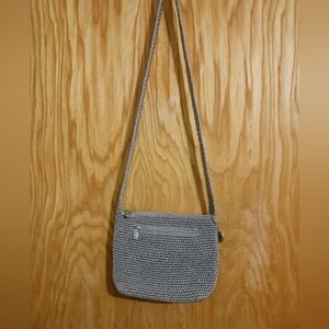 The Sak Silver/ Grey Crochet Rope Shoulder Crossbody Purse EUC